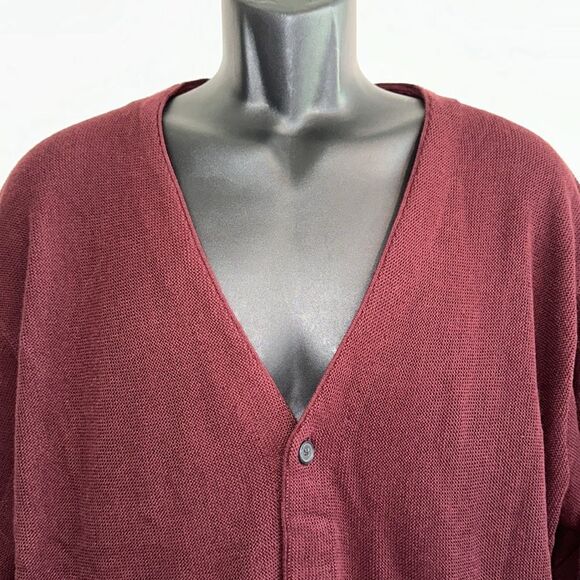 NWOT Dockers maroon/burgundy acrylic cardigan sweater - Picture 2 of 8